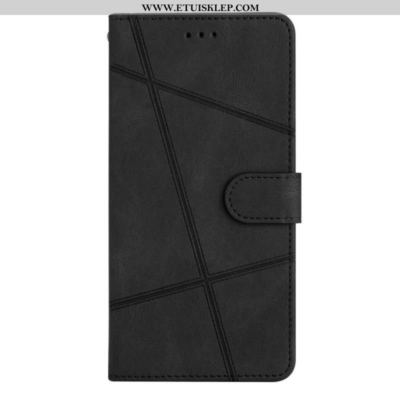 Etui Folio do Xiaomi Redmi Note 12 4G z Łańcuch Geometryczne Paski